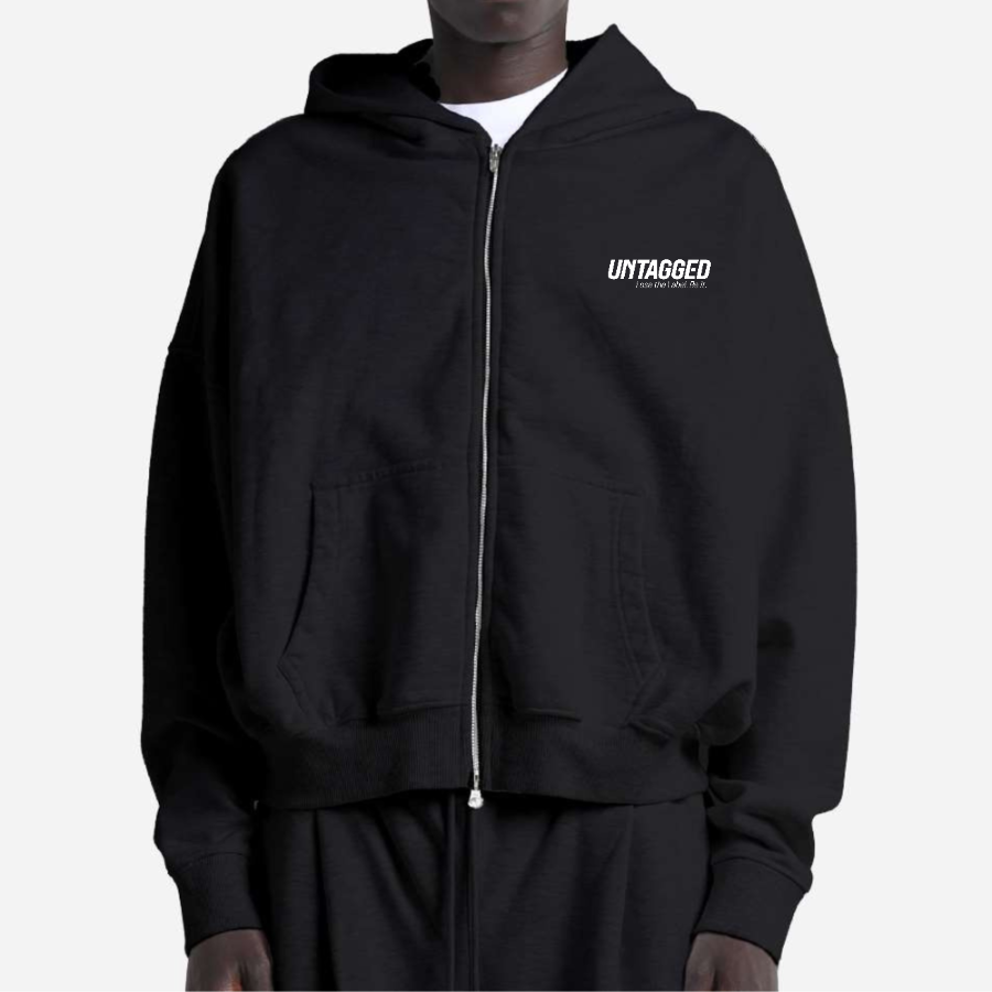 UNTAGGED Black Cropped Full-Zip Hooded Sweatshirt