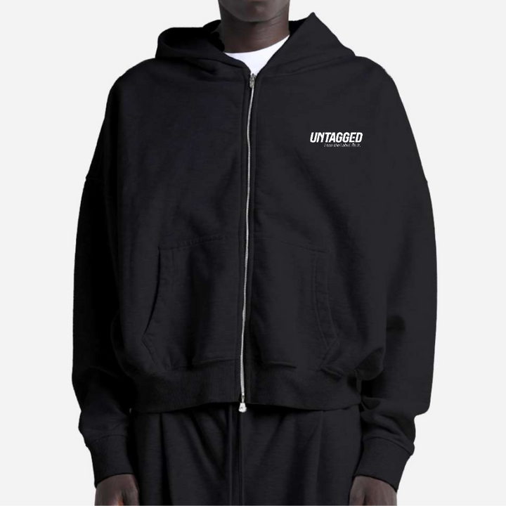 UNTAGGED Black Cropped Full-Zip Hooded Sweatshirt