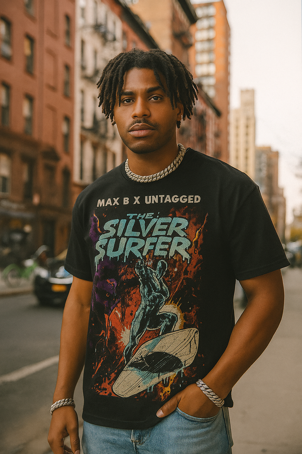 Max B x UNT 'Silver Surfing' GraphiX Tee - Limited Release