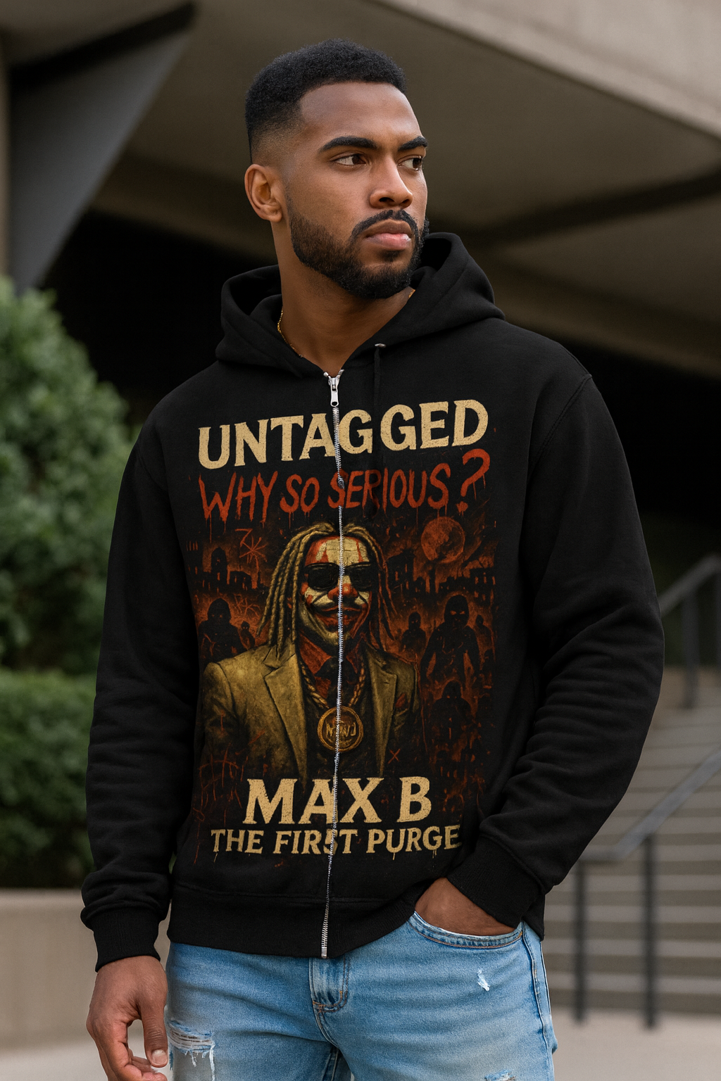 Max B x UNT 'Why So Serious'  GraphiX Zip-Up Hoodie - Limited Release